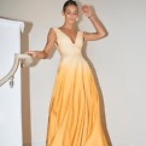 M.G. Style x Antonio Melani Cotton Ombre Deep V-Neck A-Line Dress Size 6